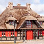 Drzwi drewniane czerwone zewnętrzne